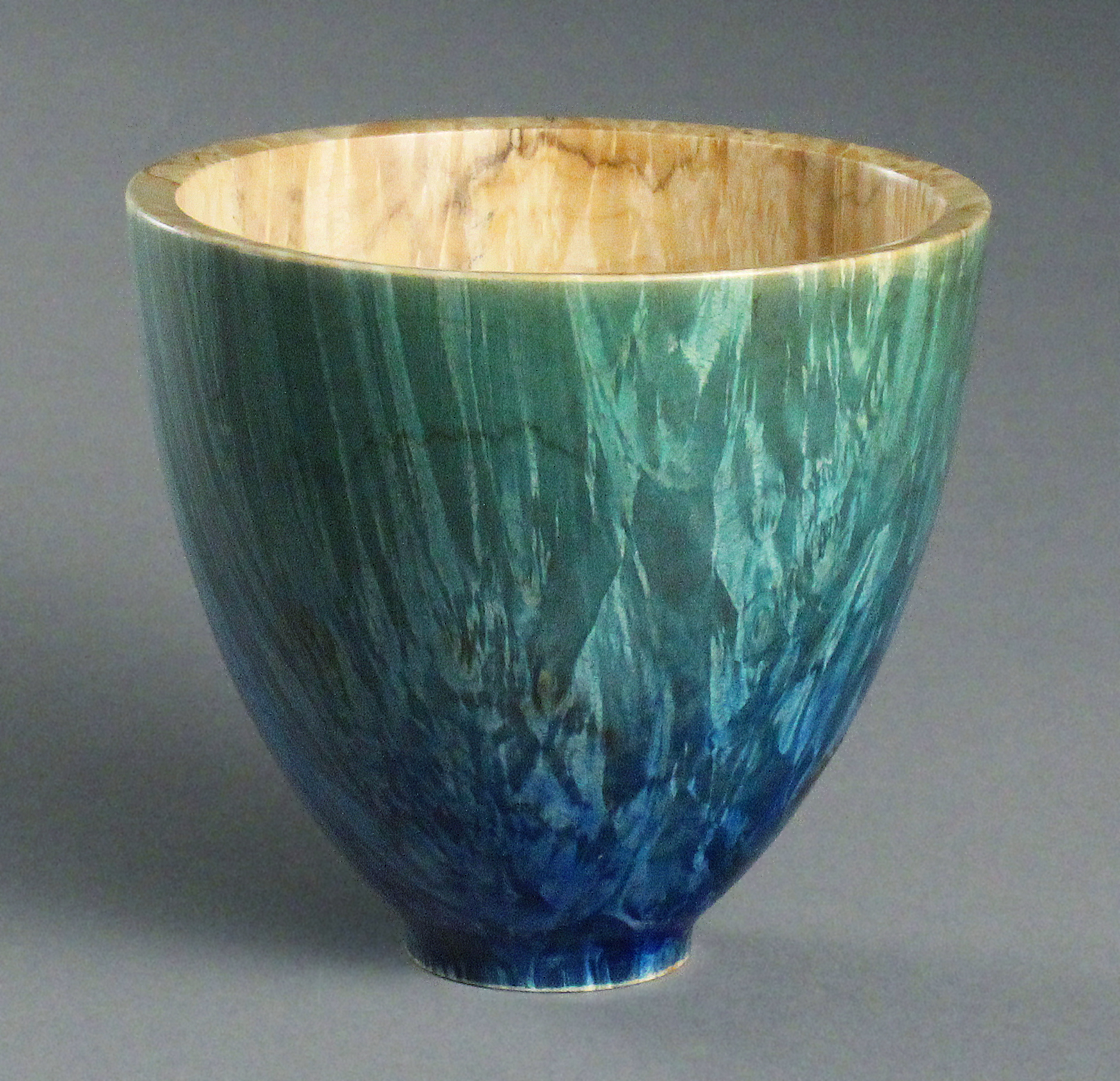 Box elder burl bowl dyed blue-green