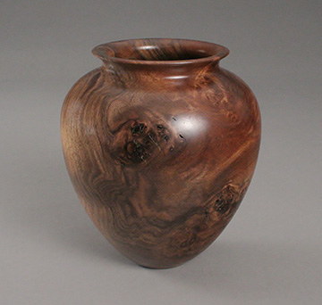 Walnut burl vase-tall