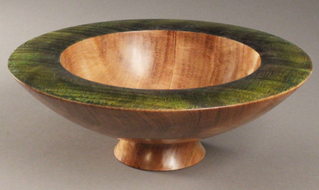 Maple ripple bowl dyed green