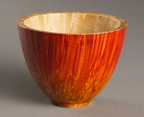 Box elder burl bowl dyed red-orange